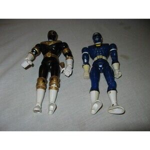 Lot 2 Vintage Mighty Morphin Power Rangers 1997 Blue Turbo & Black & Gold 8"